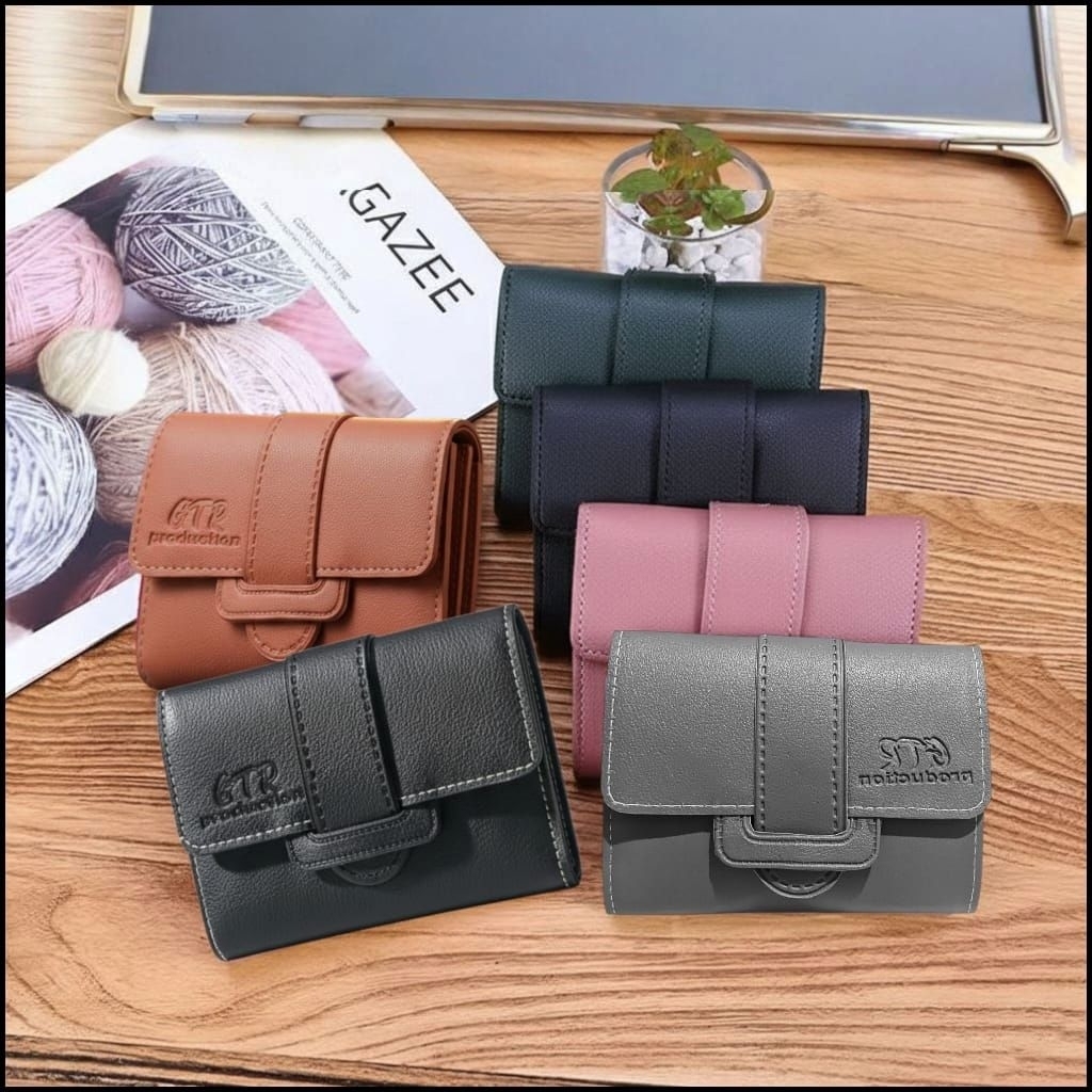 Dompet lipat 3 slop kancing dompet gtr wanita dompet mini elegant dompet kancing