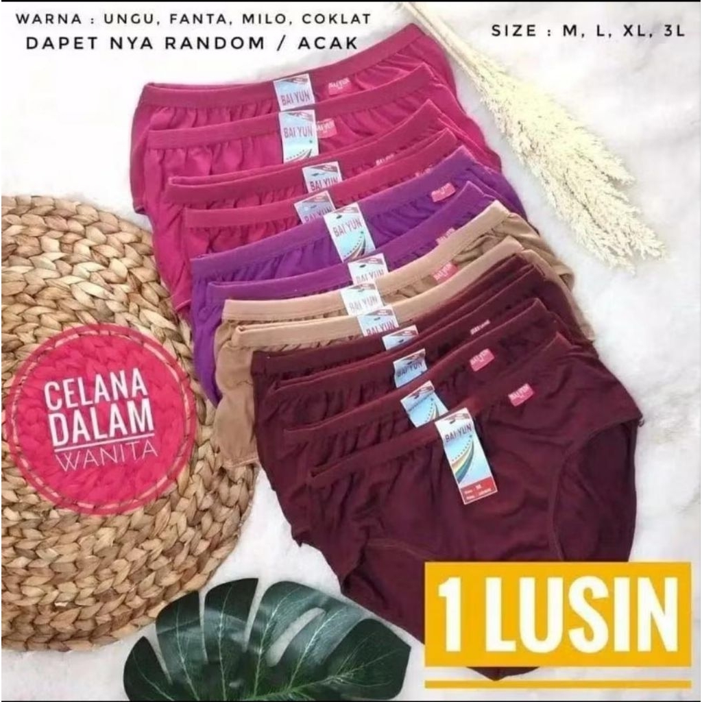 (COD) PROMO CELANA DALAM 12 PCS CELANA DALAM NYAMAN WANITA KATUN IMPORT / Celana dalam wanita / cela
