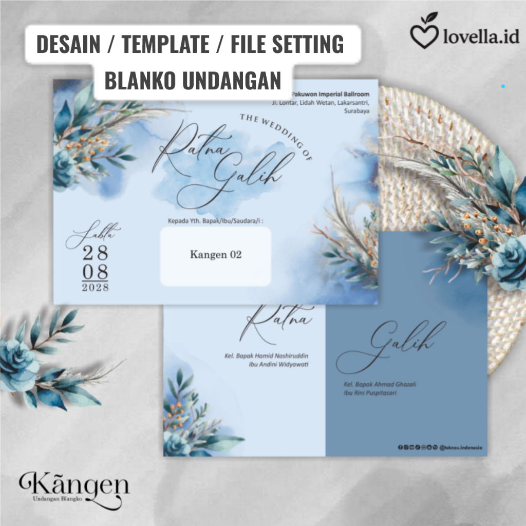 File Setting CDR Undangan Blanko Kangen 02 - Template Desain Undangan Siap Edit
