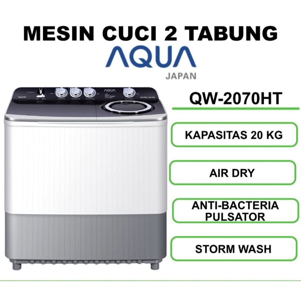 MESIN CUCI AQUA 2 TABUNG 20KG QW 2030 HT