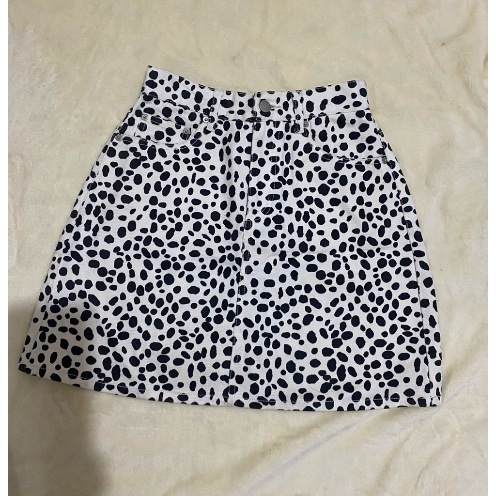 Rok Denim Polkadot Motif Macan