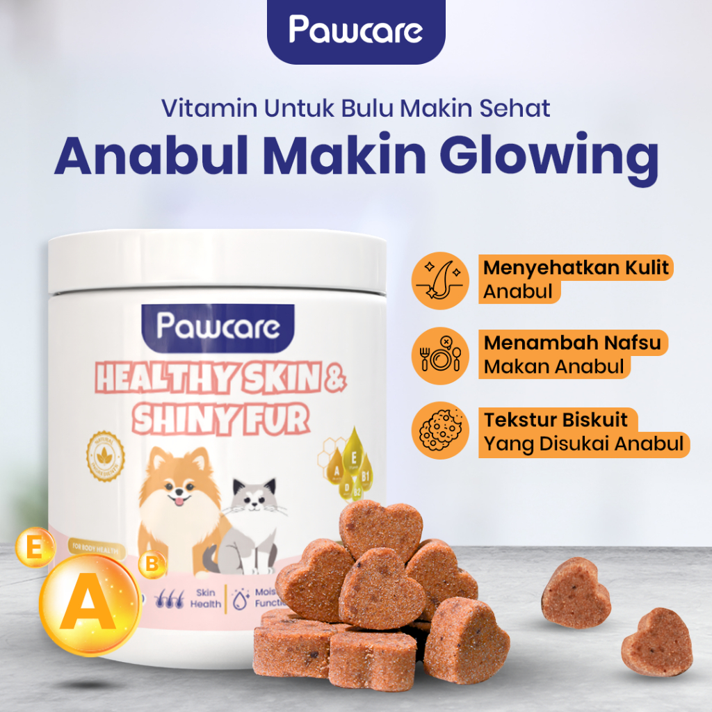 PAWCARE- Vitamin Bulu Kucing Premium Atasi Bulu Rontok,Jamur dan Skabies - Vitamin Kucing Rontok
