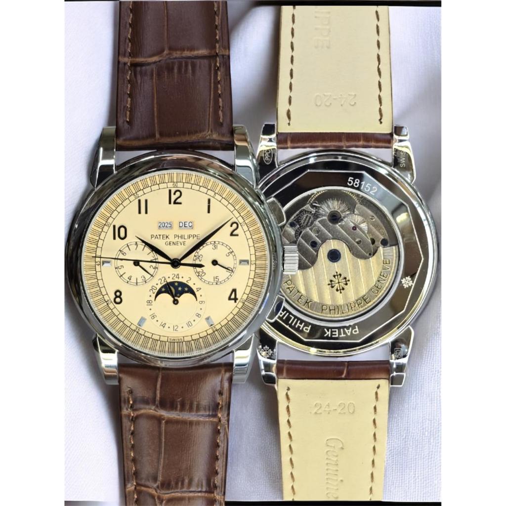 Patek Philippe Calatrava Moonphase Watch Automatic Croco Leather  Date, Year