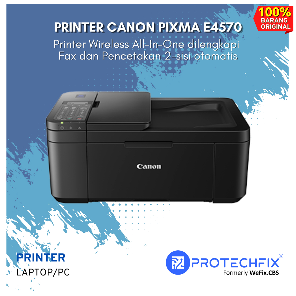 Printer Canon PIXMA E4570  Printer Wireless All-In-One dilengkapi Fax dan Pencetakan 2-sisi otomatis