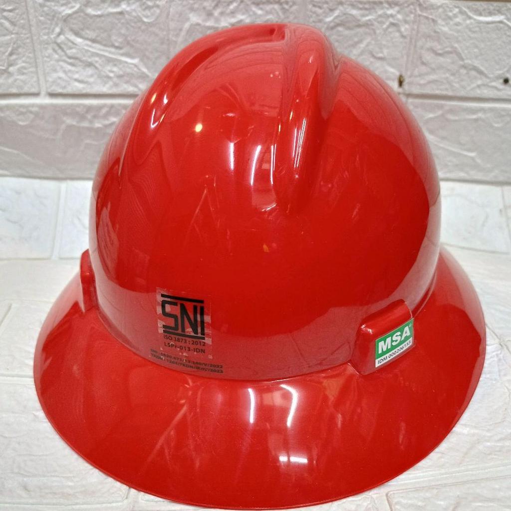 Helm Proyek Safety MSA Full Brim Merah Helm MSA Lokal FullBrim + Facetrackk Promo
