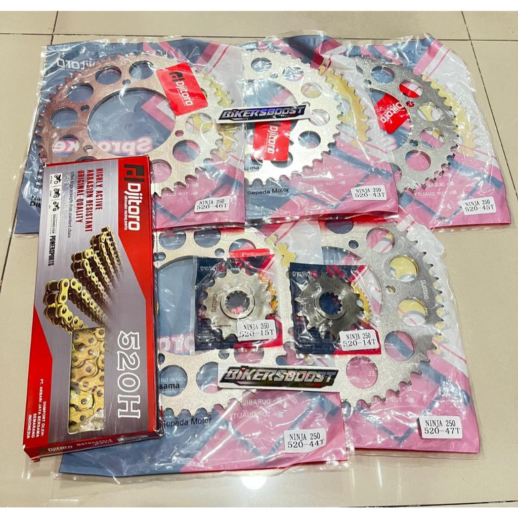 GIRSET GEAR SET 415 DJITORO NINJA 250 RANTAI 520 120 GOLD