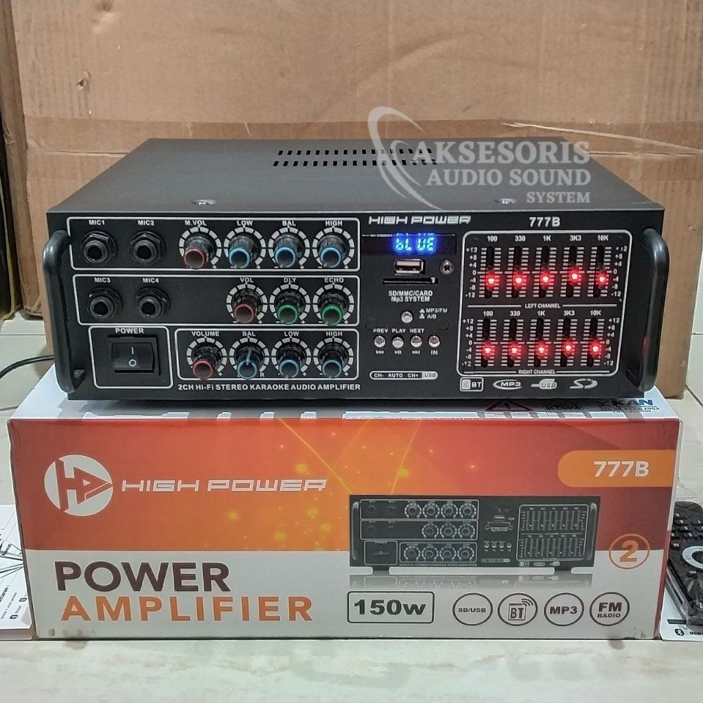 Power Amplifier High Power 777B 2 USB Bluetooth Player Echo Equaliser