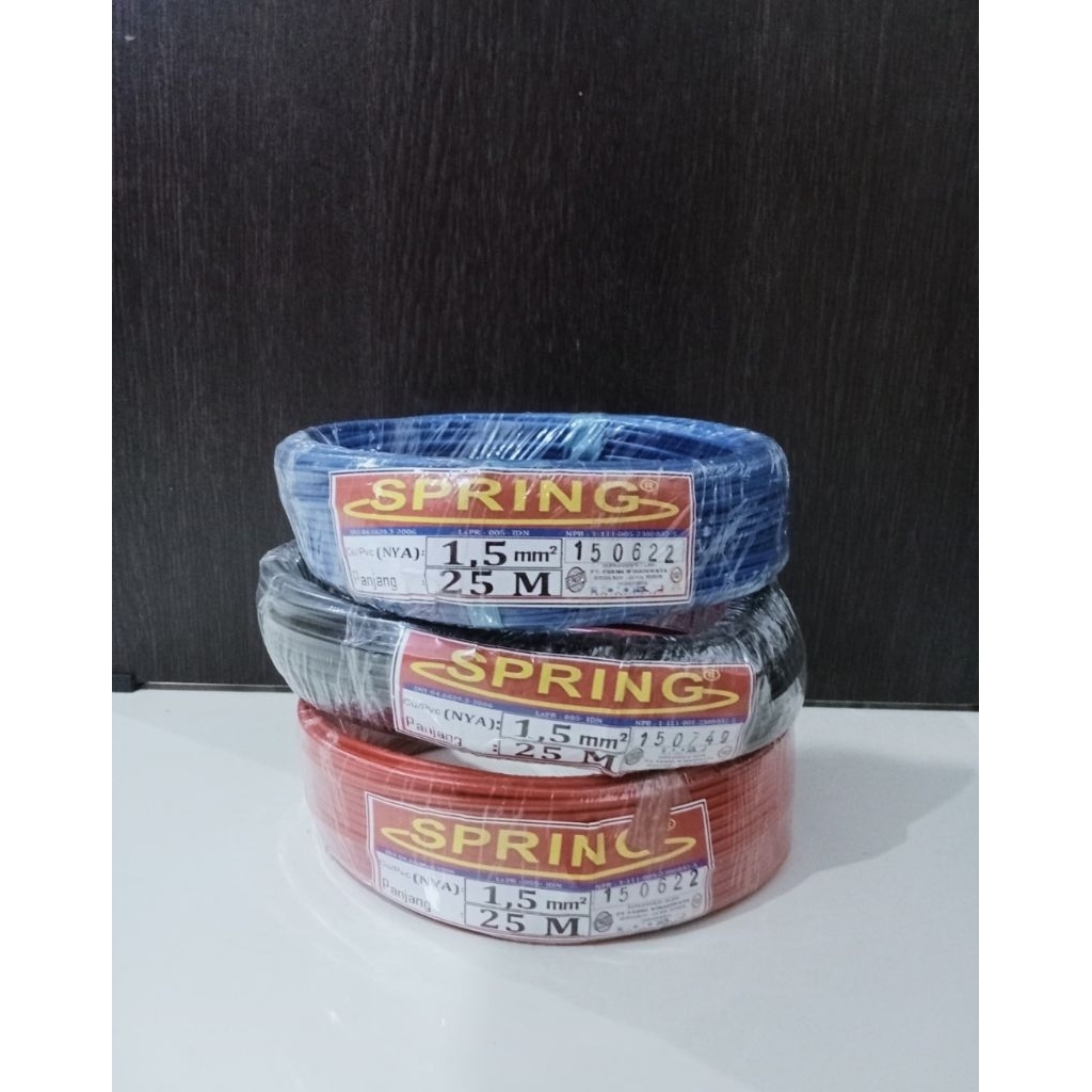 Spring Kabel NYA 1.5mm 25m Merah Hitam Biru