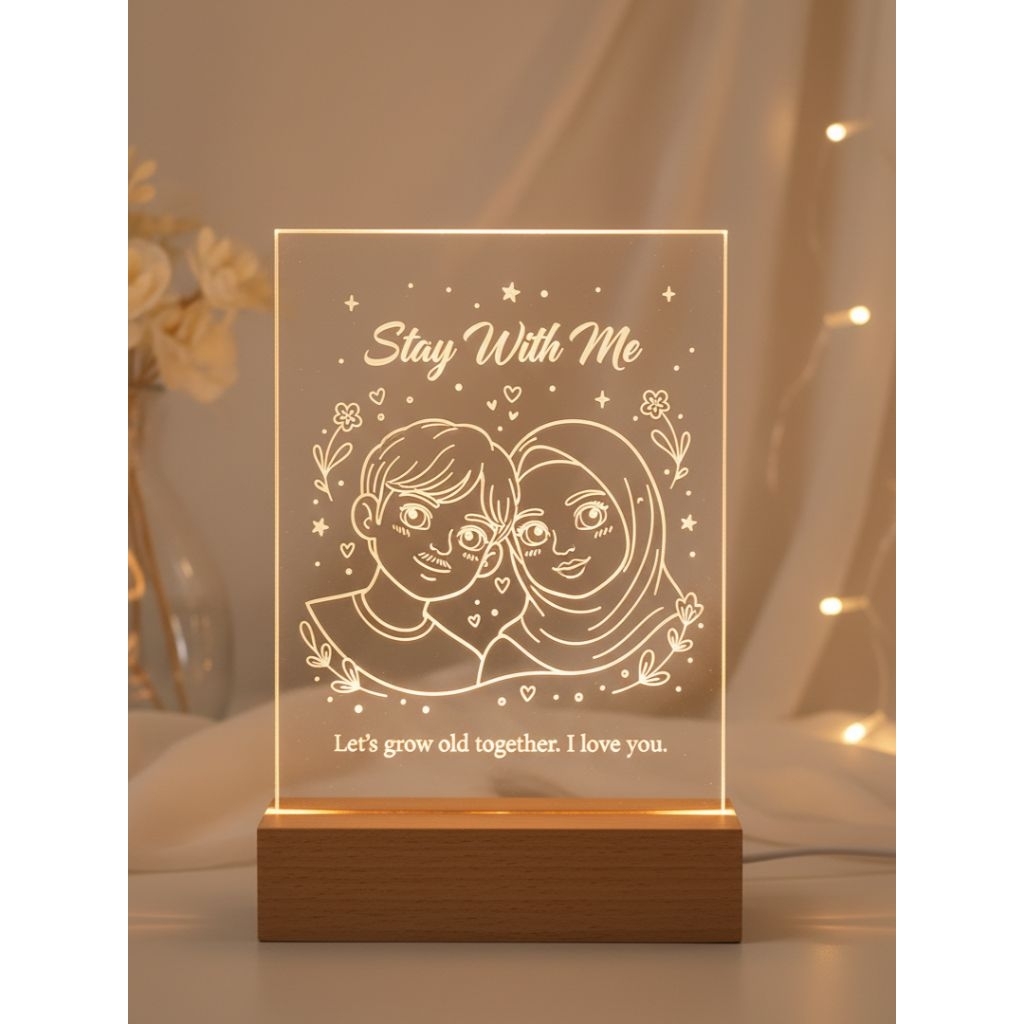 Night Lamp LED Akrilik Nama Custom | Hadiah Bayi, Ultah, Dekorasi Kamar