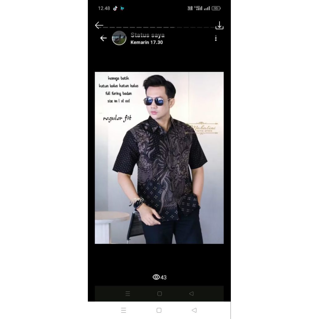 BAJU KEMEJA BATIK UKURAN M L XL XXL BY MAHALINI