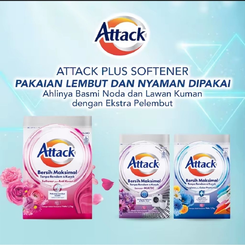 Attack Sensor Matic Hygiene Softener Deterjen Bubuk Semua Jenis Mesin Cuci 800gr / 1200gr