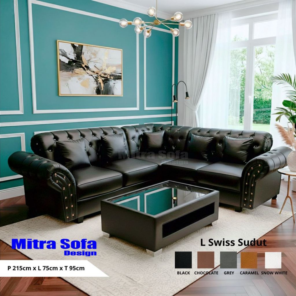 sofa l sudut minimalis wosh oscar hitam