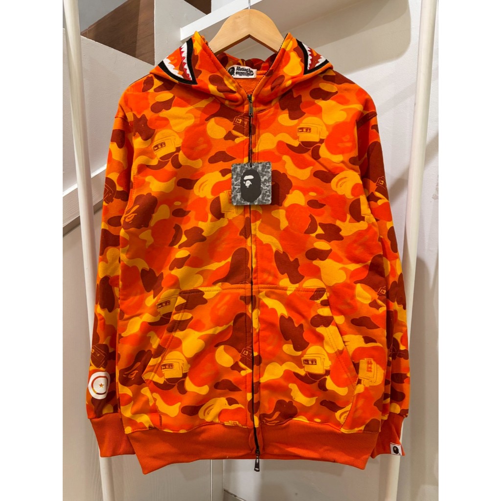 FULLZIP BAPE ORANGE PUBG DOBEL ZIPPER FULL TAG TERLARIS