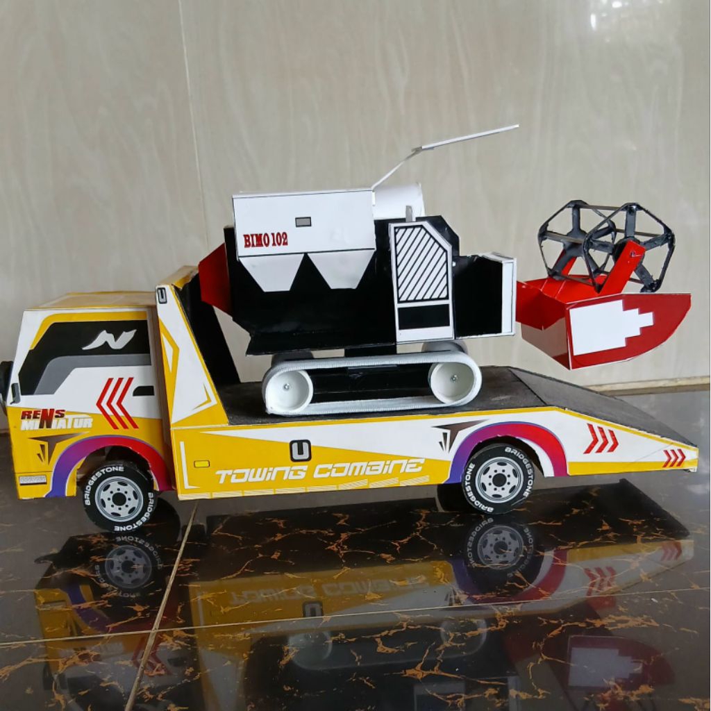 miniatur combine dan truk towing manual