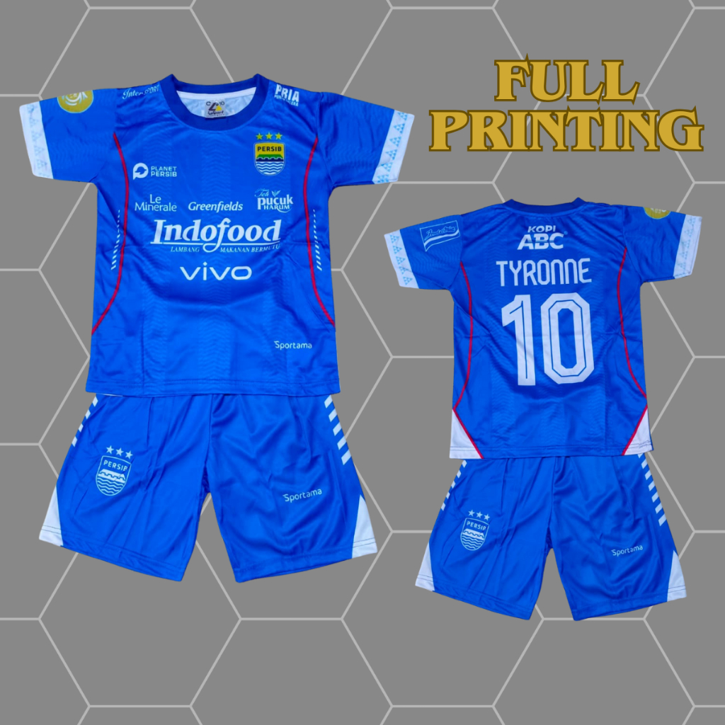 setelan baju bola jersey persib anak/baju bola jersey persib ciro full printing