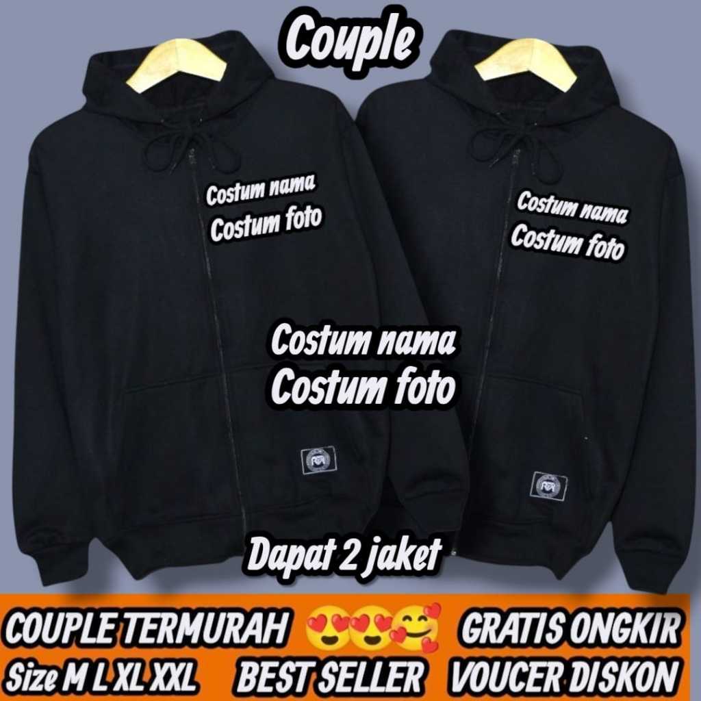 COSTUM NAMA / jaket couple pasangan / jaket couple resleting / jaket couple zipper  / Hodie couple p