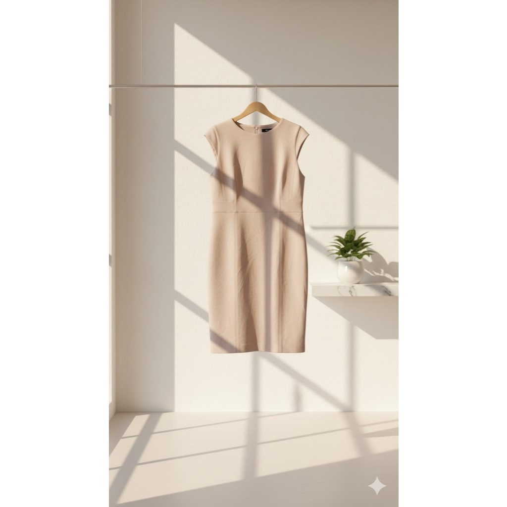 Serenity Nude Classic Dress Midi Premium Warna Nude