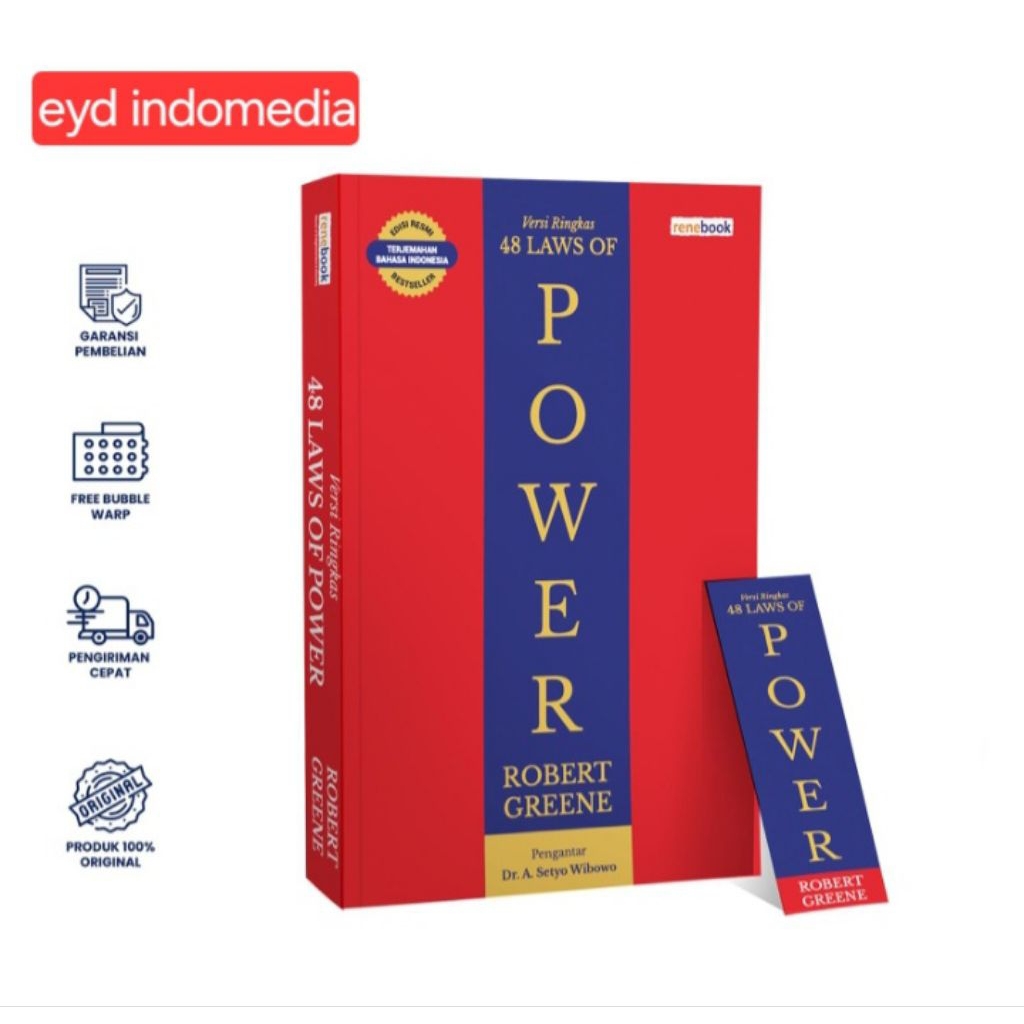BUKU ORIGINAL TERJEMAH BAHASA INDONESIA VERSI RINGKAS 48 LAWS OF POWER PENERBIT RENEBOOK