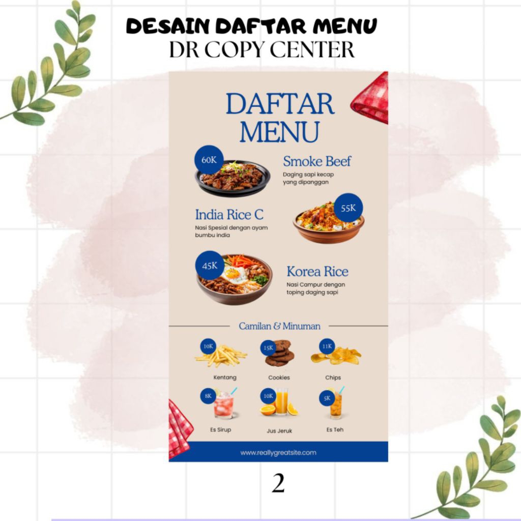 CETAK DAFTAR MENU KEDAI/ WARUNG/ CAFE