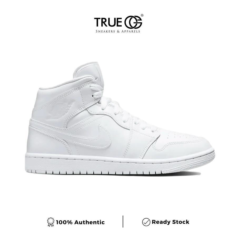 Nike Air Jordan 1 Mid Triple White Authentic