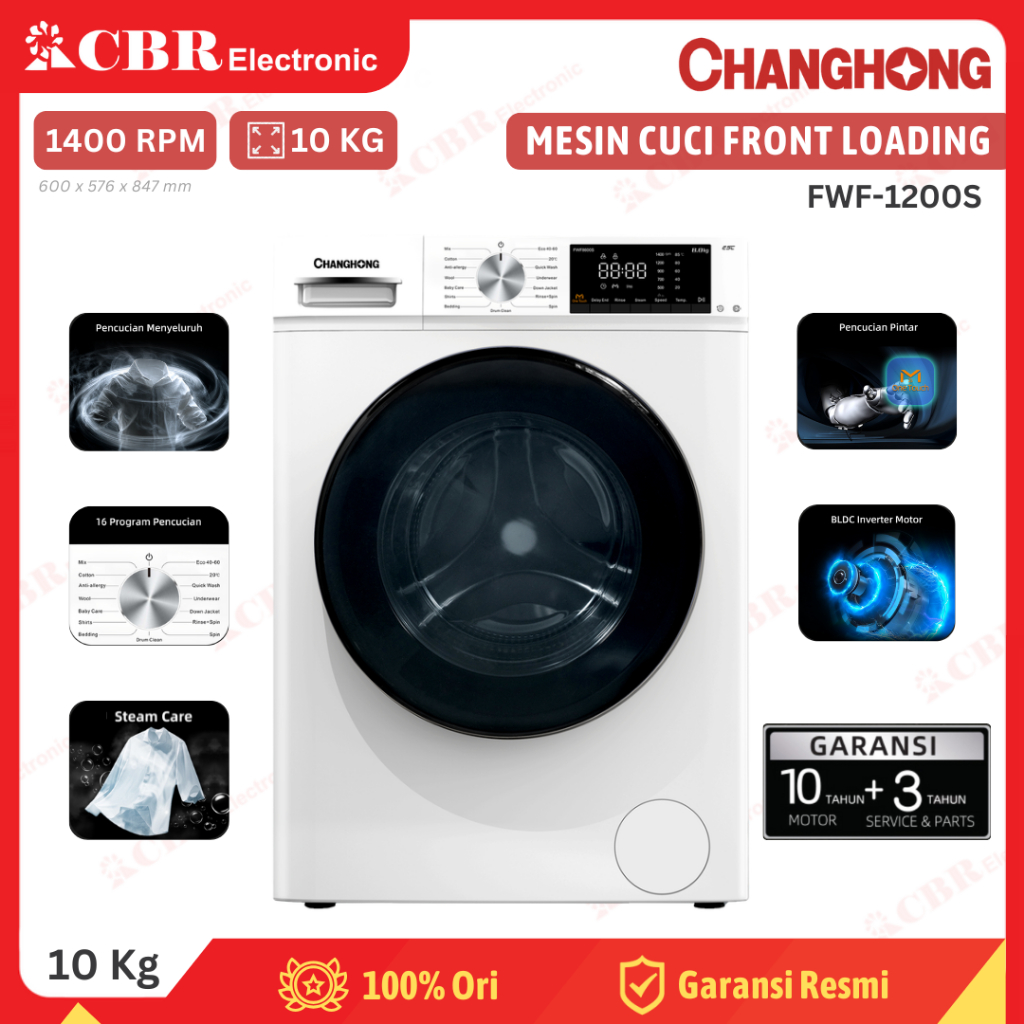 Mesin Cuci CHANGHONG Front Loading 10 Kg - FWF-1200S