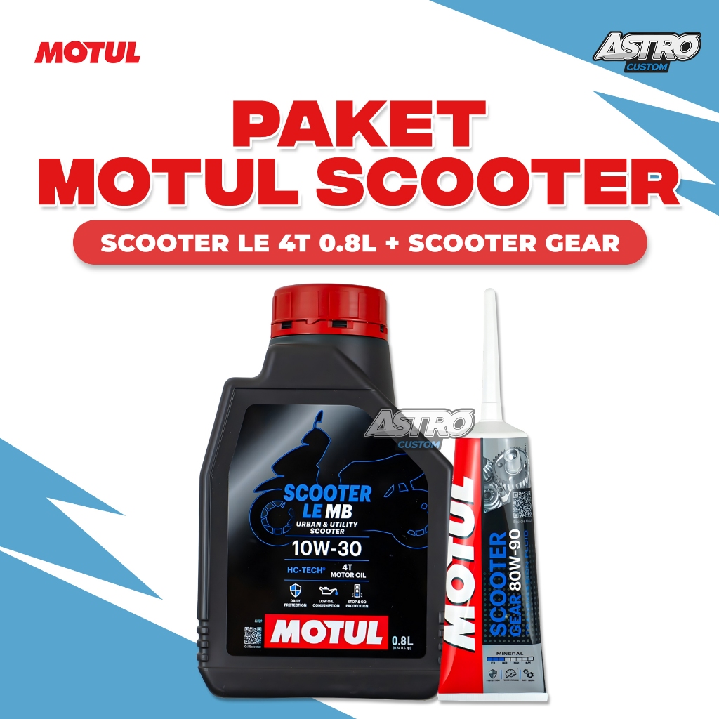 Paket Oli Motul Scooter LE 4T 10W-30 0.8L + Oli Gardan 80W-90 Scooter Gear Oli Motor Oli Mesin Matic