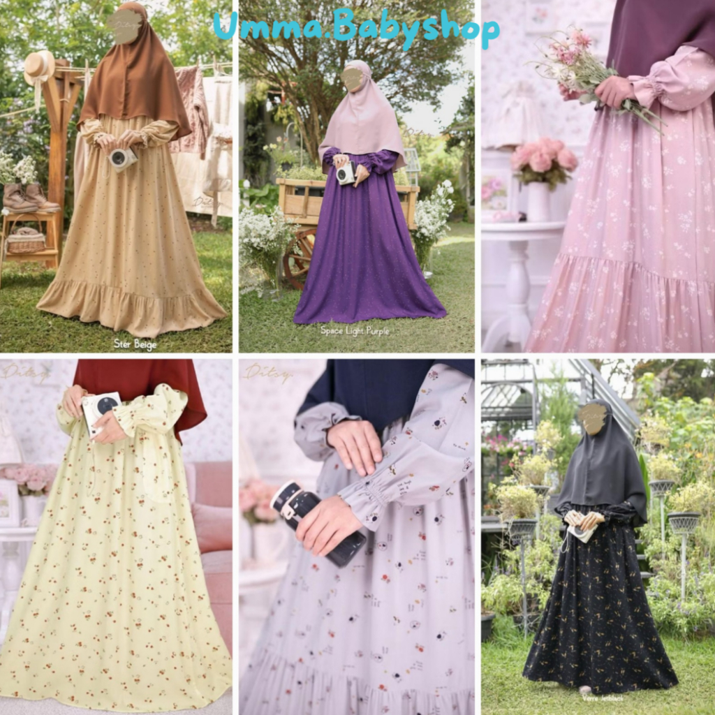 Gamis Ditsy Nightgown size M L XL terbaru bulan November 2025 | Ditsy Colection | Gamis Lebaran Syar