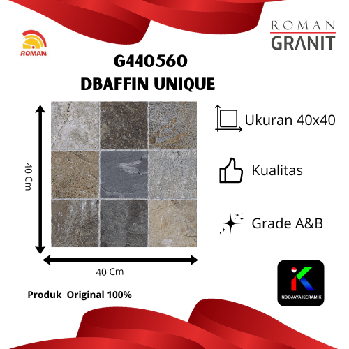 Keramik Roman dBaffin Unique G440560 Kw1 Ukuran 40x40 Cm Keramik Outdor Cocok Untuk Garasi ,Taman