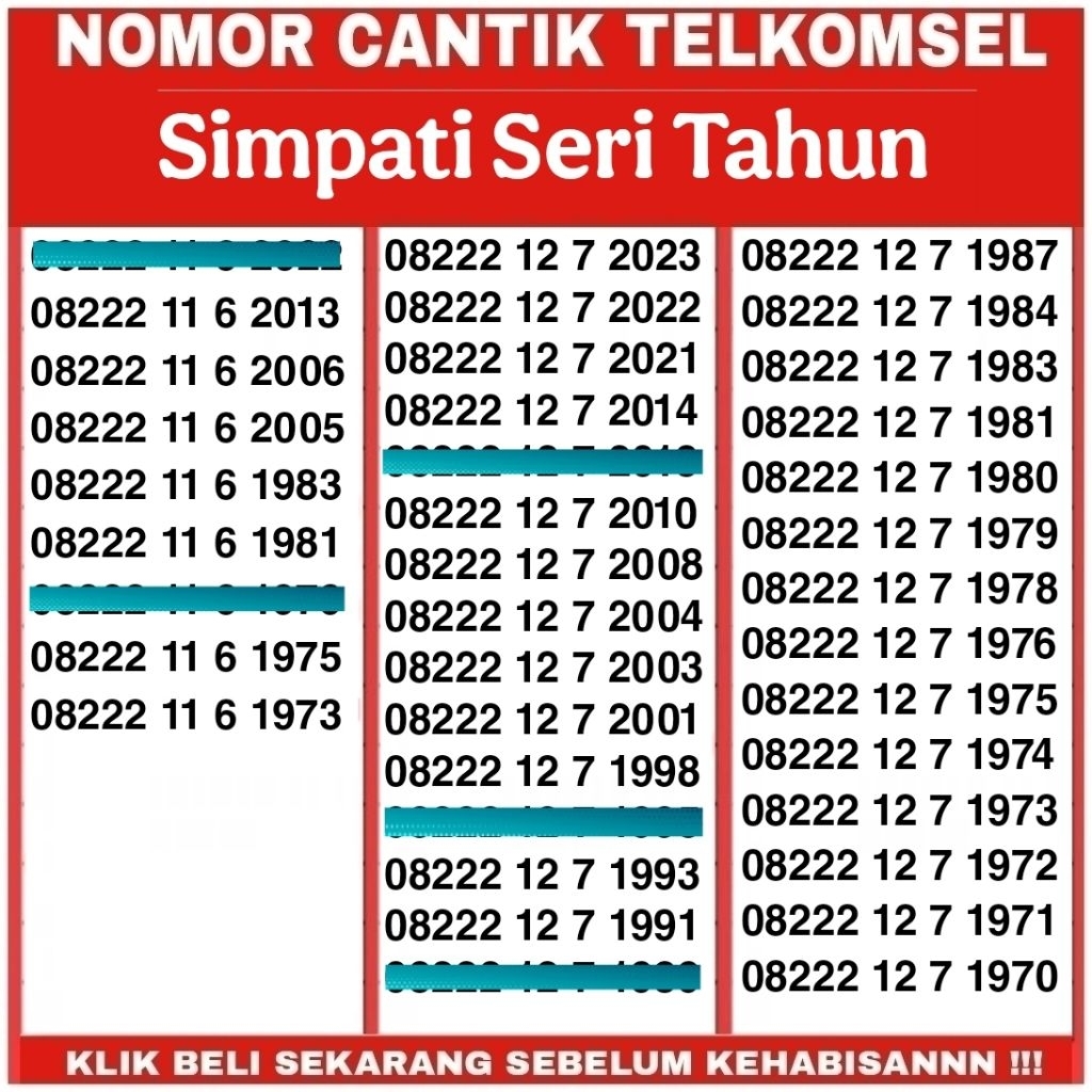Nomor Simpati Cantik Tahun / Telkomsel No Cantik Tahun