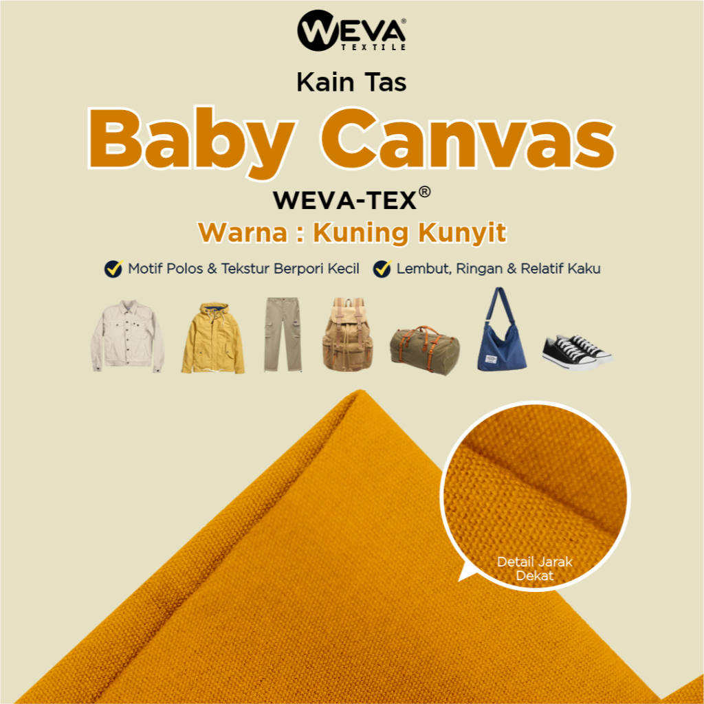 Bahan Kain Baby Canvas Kuning Kunyit