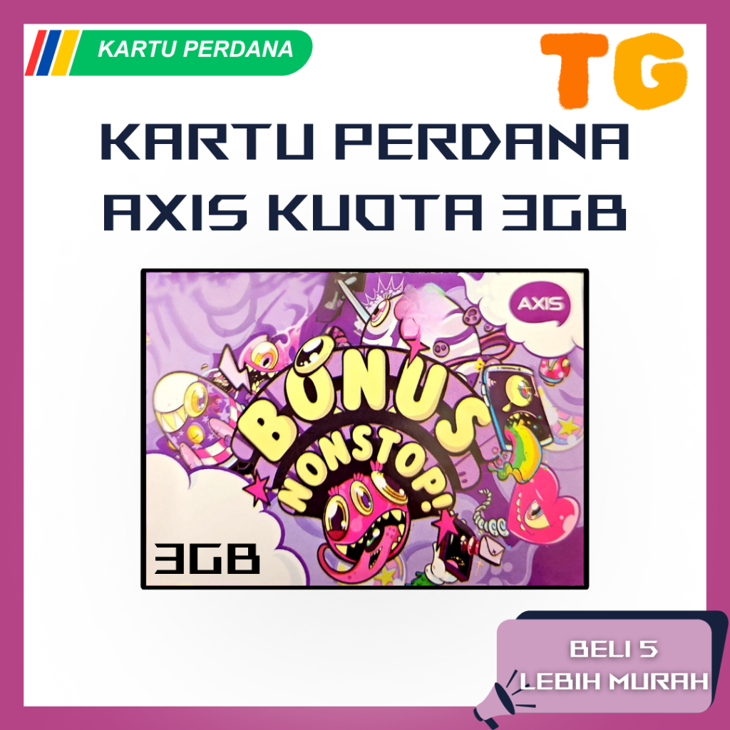 Kartu Perdana Axis 3GB 30 Hari Nasional Segel