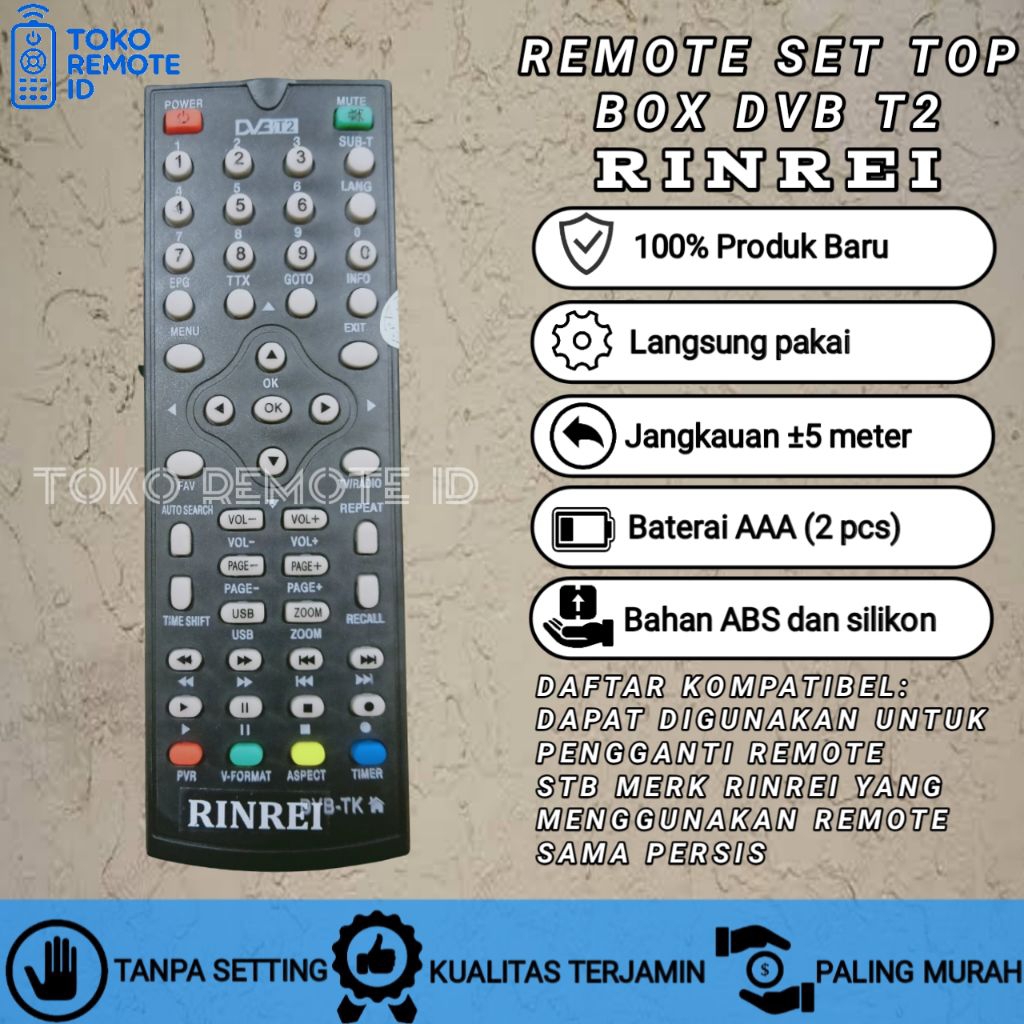 REMOT REMOTE STB RINREI DRN-511W 511A 511C SET TOP BOX RECEIVER DIGITAL