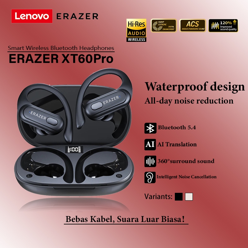 Lenovo thinkplus XT60 Wireless Bluetooth Sport Earphones Waterproof 5.3 Headphone Noise Reduction