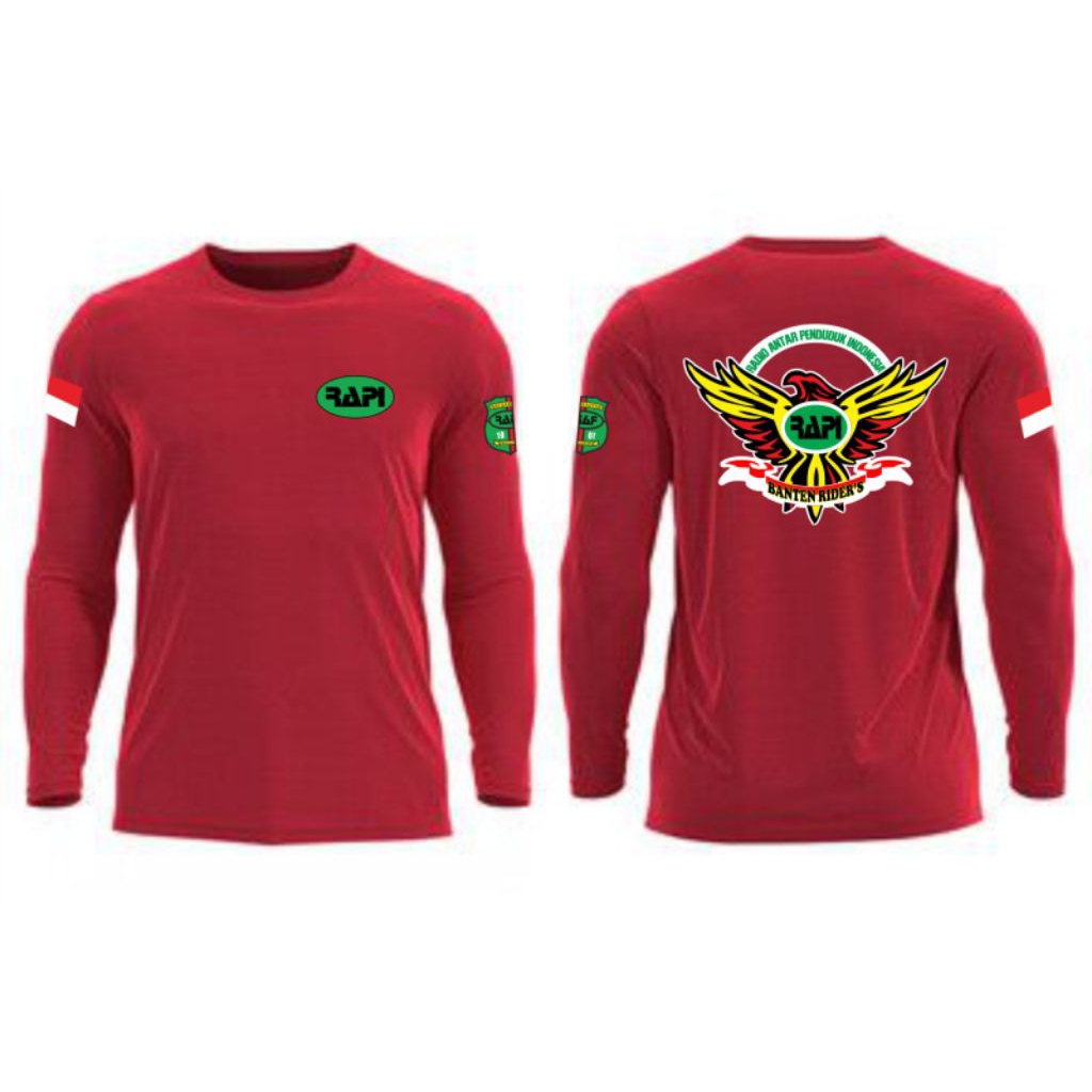 Baju Kaos Katun Komunitas Radio Rapi Lengan Panjang Premium / Kaos Pria Lengan Panjang Warna Maroon 