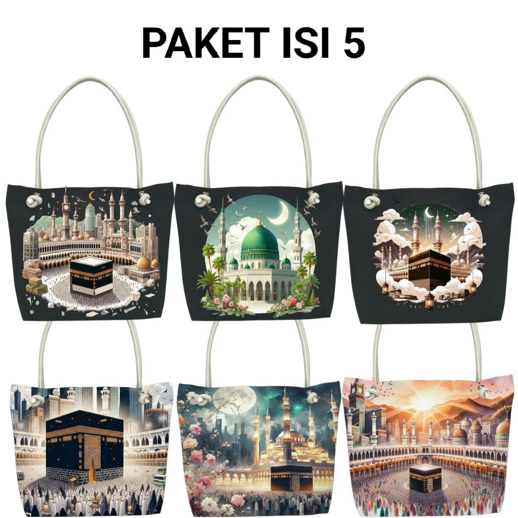 Tote Bag Wanita isi (5 pcs) Hampers Haji dan Umroh Tas Souvenir Tas ibu ibu pengajian