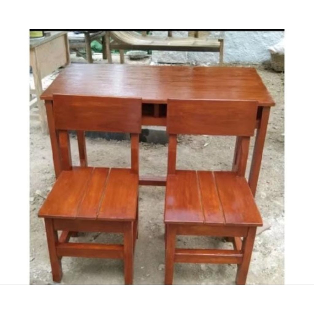 Kursi Meja Kayu Sekolah 1Set|Meja Belajar Siswa | Kayu Jati