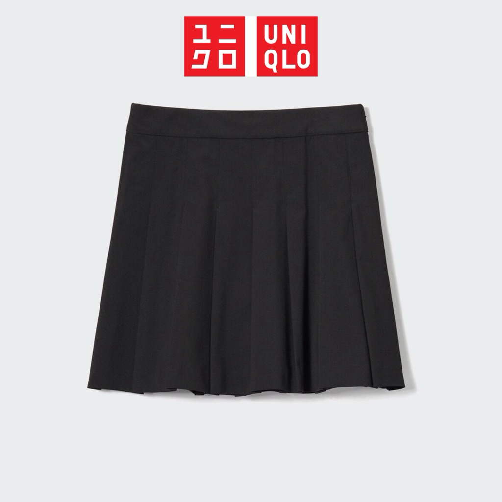 BNWT New with Tag UNIQLO Women Pleated Mini Skirt Black Pleats HW High Waist Mini Skirt Padel Casual