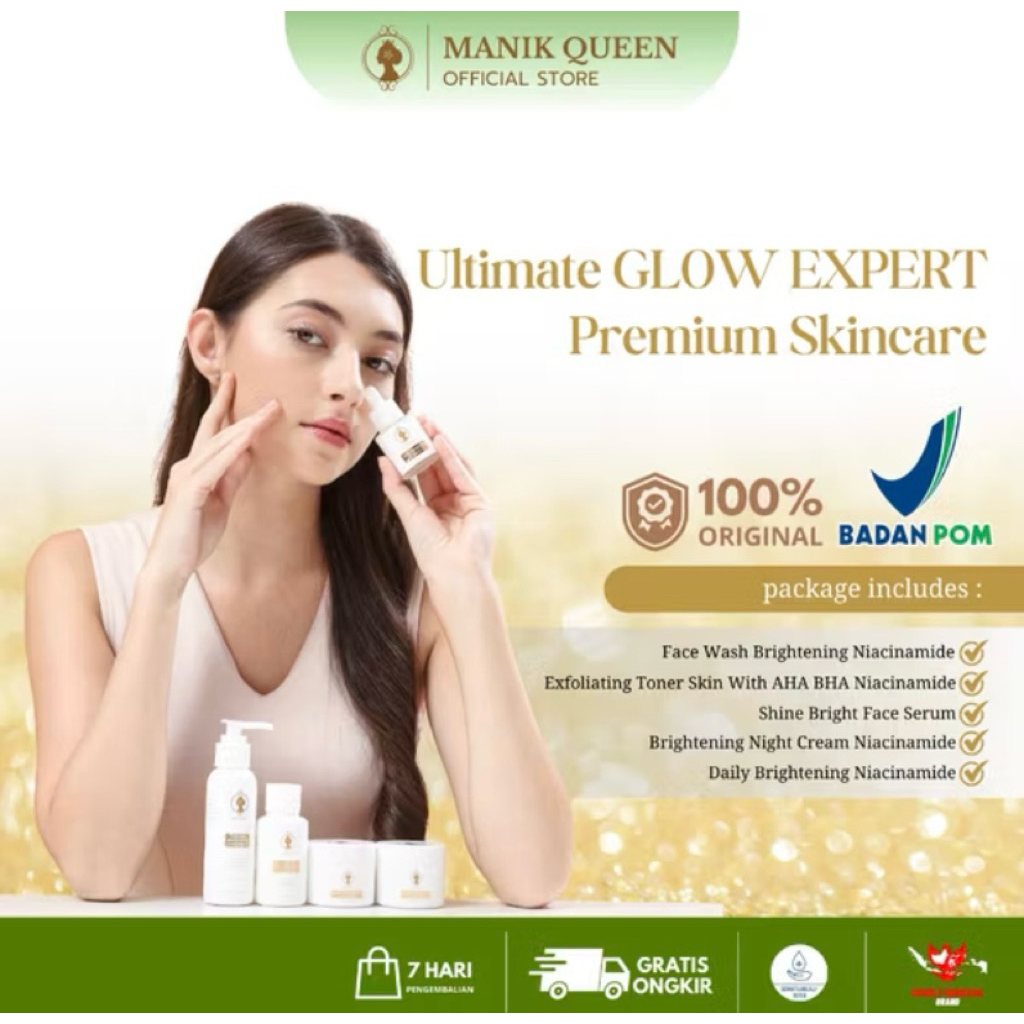 MANIK QUEEN Paket Skincare Ultimate Glow BPOM Paketan Pencerah Dan Glowing Cream Pemutih Wajah Glow.