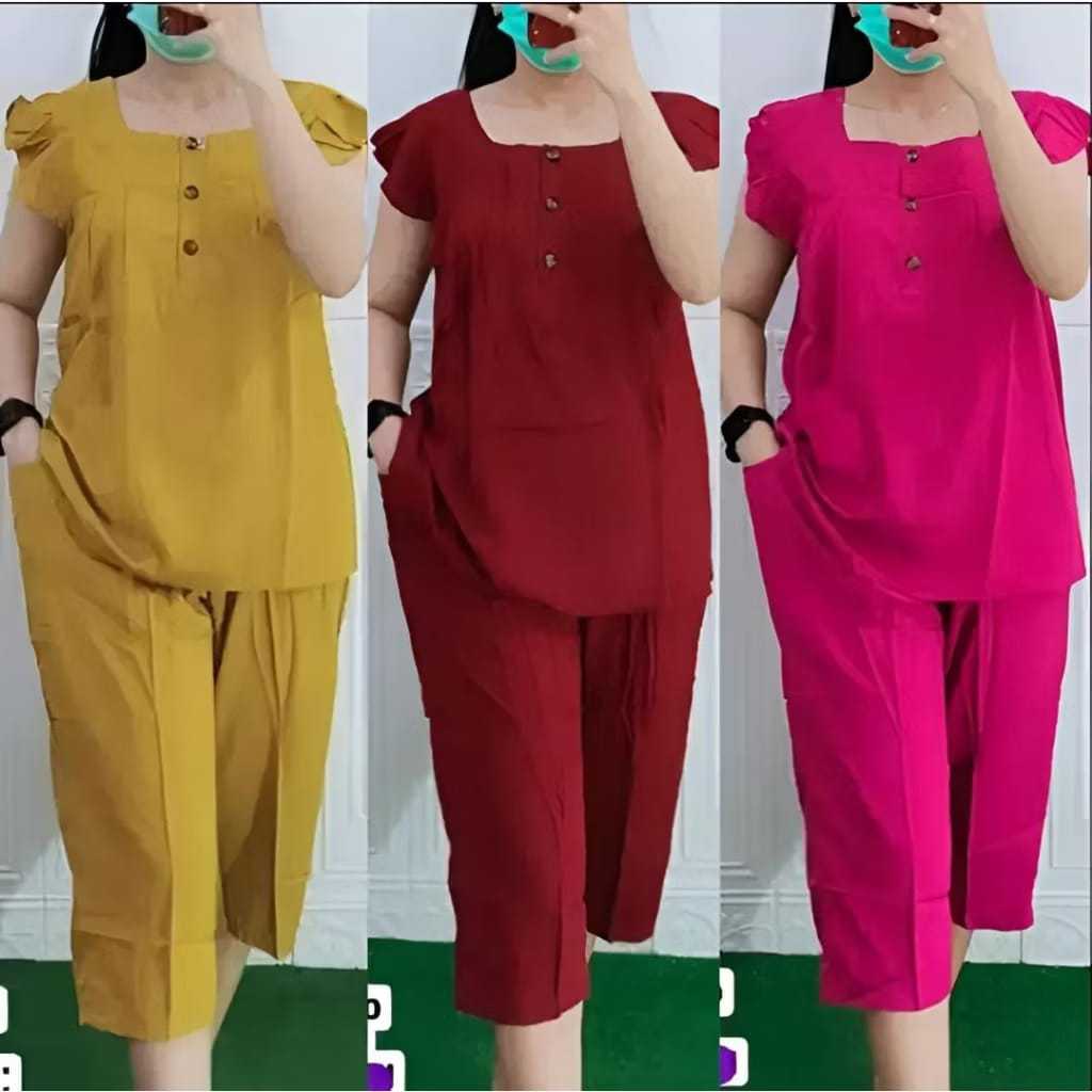 One Set Wanita Bangkok 7/8 katun Premium / Baju Setelan Wanita Kekinian