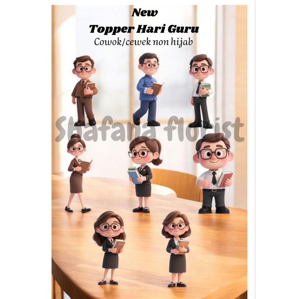 (NEW)Topper spesial Hari Guru ukuran 12cm cowok/cewek non hijab