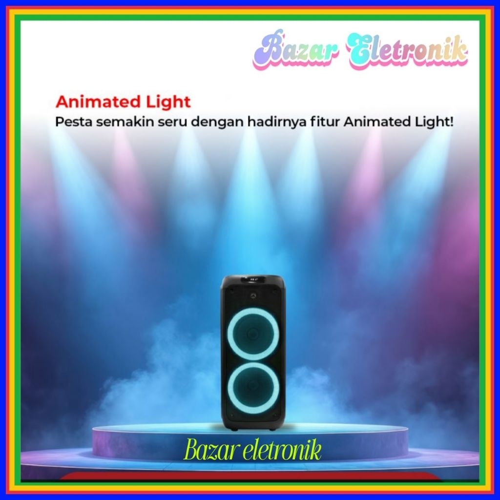 Polytron PPS 10L22 Party Speaker Bluetooth Portable Wireless 80W 2 Mic