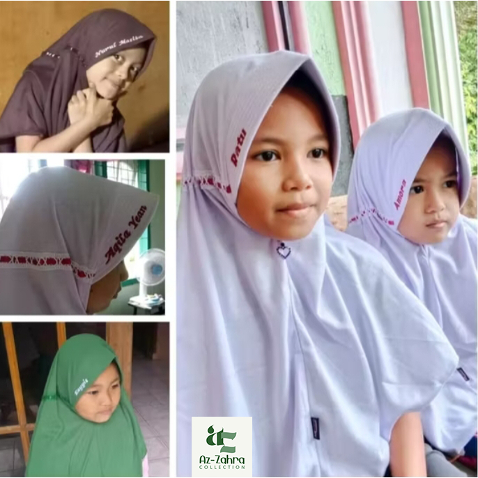 Kerudung Sekolah Anak Riquest Bordir Nama Suka Suka Jilbab Sekolah AnakTK SD SMP