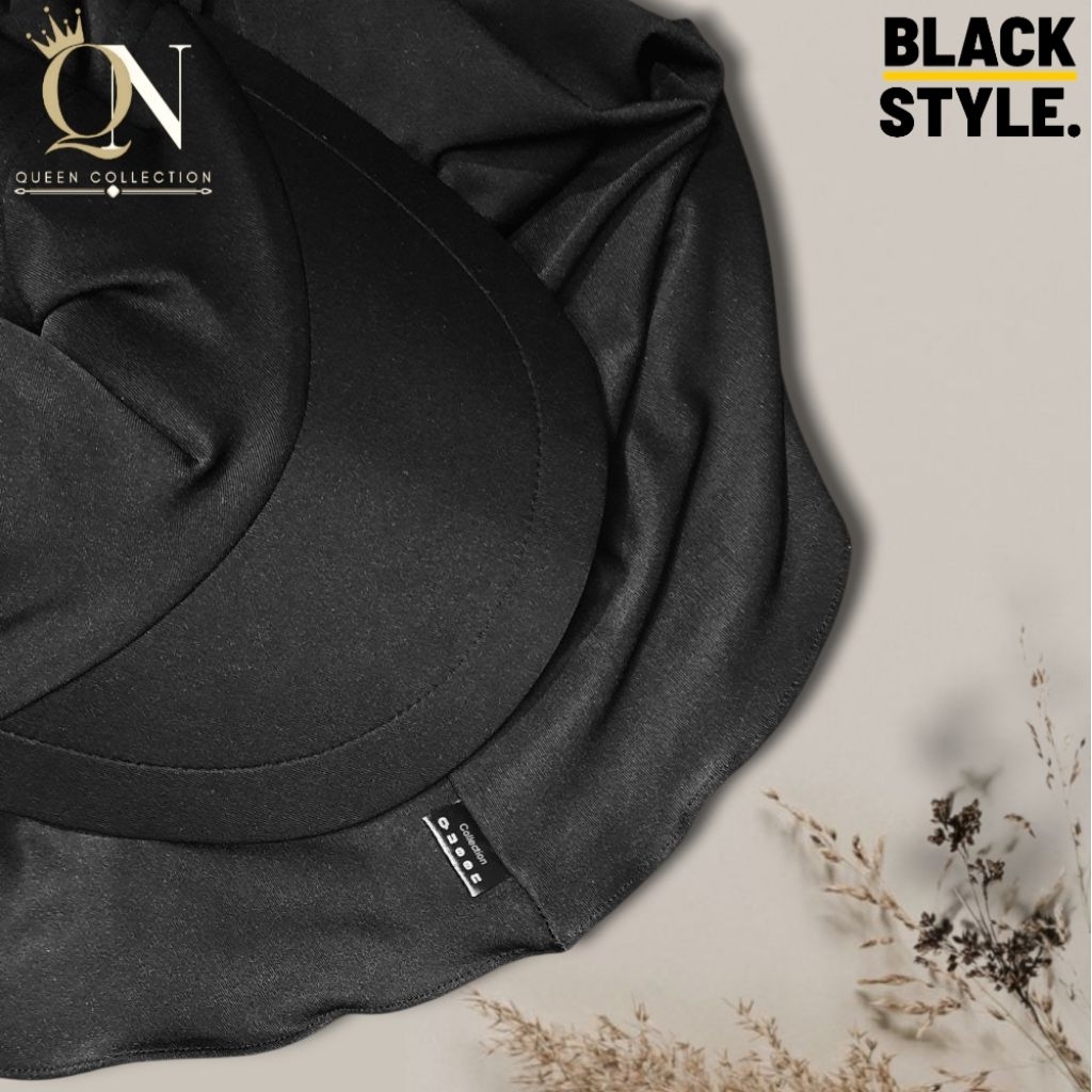 QN-JILBAB SPORT TOPI S'SIZE HIJAB TOPI OUTHDOR KERUDUNG OLAHRAGA WANITA MUSLIMAH -HITAM