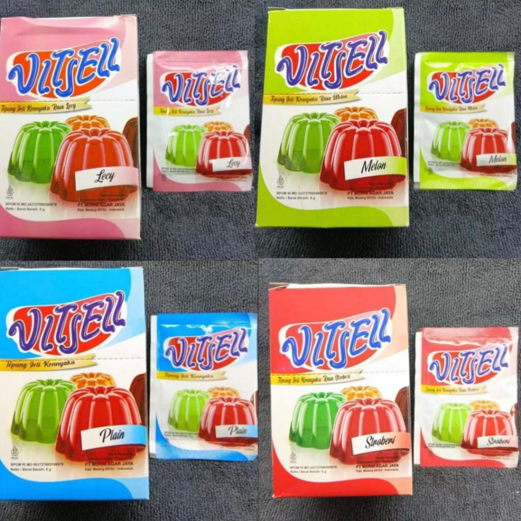 Jelly Vitjell rasa Plain & Buah/Bubuk Jelly (1 Kotak)