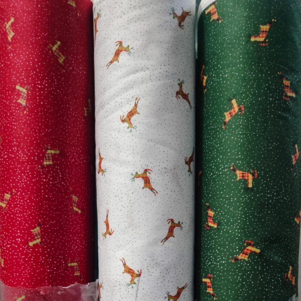 KAIN METERAN KATUN JEPANG MOTIF NATAL CHRISTMAS RUSA TOKAI SENKO