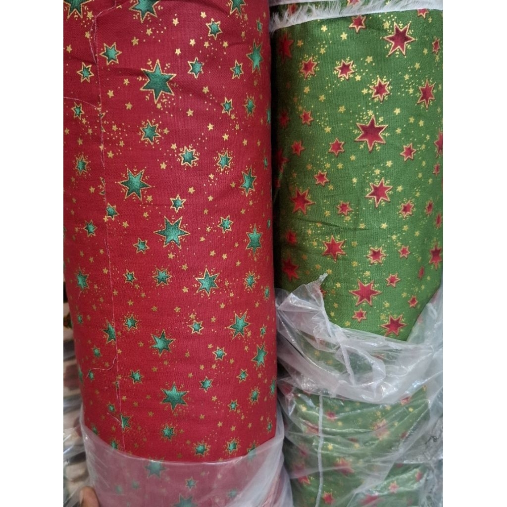 KAIN METERAN KATUN JEPANG MOTIF NATAL CHRISTMAS STAR TOKAI SENKO