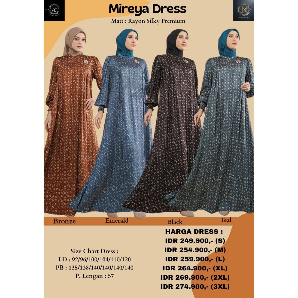 READY MIREYA SERIES MIDI DRESS DAN BLOUSE NADHEERA LUXURY