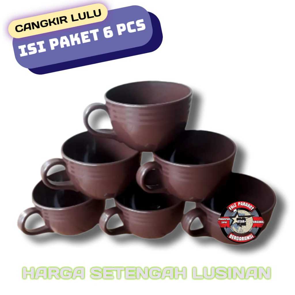 ( isi 6 pcs) Setengah Lusinan Cangkir Kopi Coklat / Cangkir Gelas Plastik / CANGKIR LULU