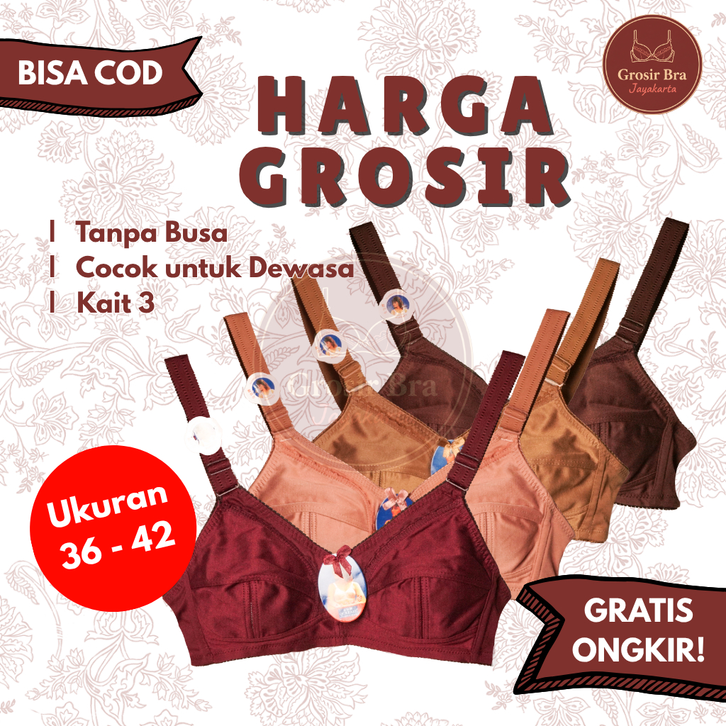 QUEENIE - BRA BH Wanita dewasa SISTER POLOS Big Size Tanpa Kawat Tanpa Busa BH ibu KAIT 3