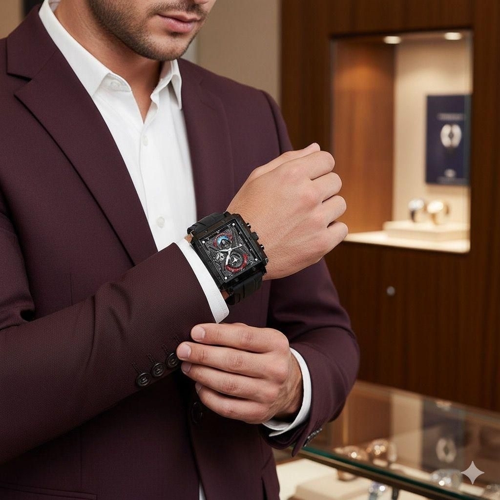 JAM TANGAN PRIA RUBBER ORIGINAL VRL MODEL PERSEGI ELEGAN 001